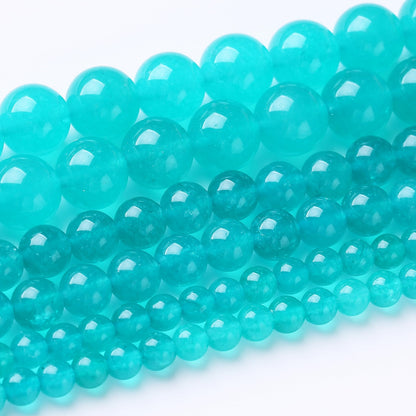 32PCS 12MM Amazonite Blue Chalcedony Stone Beads Energy Healing Beads for DIY Jewelry Bracelet Necklace Making for Jewelry Making 15Inch