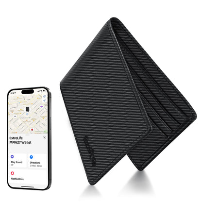 Wallet for Men, Built-in Bluetooth Tracker with Apple Find My (iOS Only), RFID Blocking Bifold Mens Air Tag Wallet with GPS Tracker, Rechargeable Wallets Finder, Gift for Him, Carbon Black