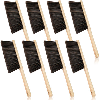 Tioncy 8 Pieces Wooden Dust Brush Bulk Hand Broom Bench Soft Bristle Cleaning Outdoor Furniture Brushes with Long Wood Handle for Cleaning Car Bed Sofa Fireplace Couch Clothes