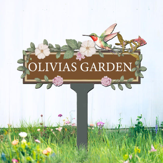 Personalized Garden Metal Sign, Custom Garden Stake, Customized Yard Sign Decor, Vintage Metal Art with Stakes, Gift for Plant Lovers