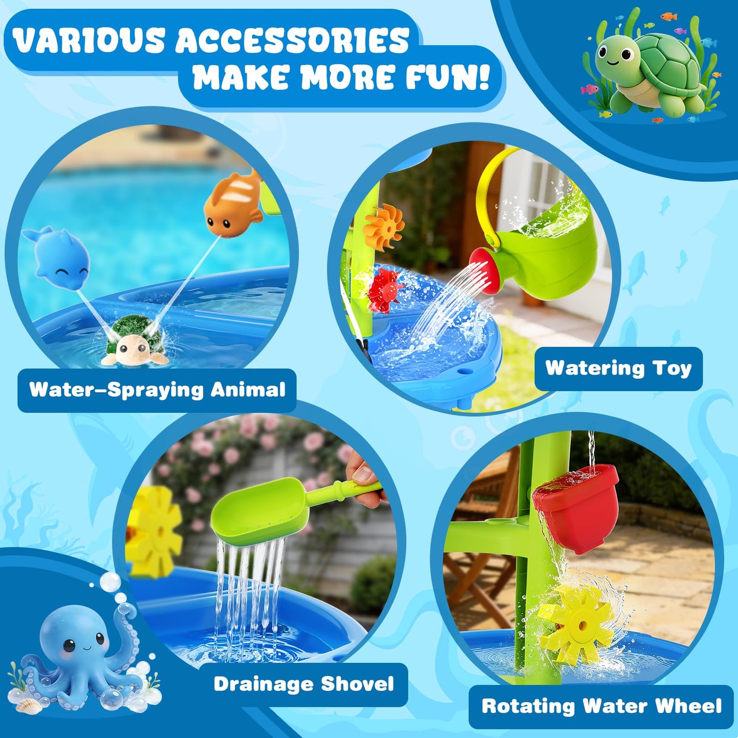2026 Upgraded Water Table for Toddlers, 3-Tier Water Sand Play Table with Water Pump & Water Toy Accessories, Summer Outdoor Activity Sensory Playset, Outside Water Play Toy for Boys Girls Age 3-5 4-6