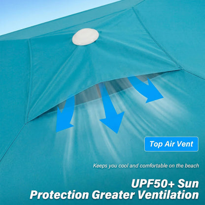 Beach Cabana, 6.6'×6.6' Portable Beach Canopy with Side Wall, Easy Up UPF 50+ Beach Tent Sun Shelter with Sand Pockets, Waterproof Cabana Umbrella Tent for Family, Backyards, Camping, Blue
