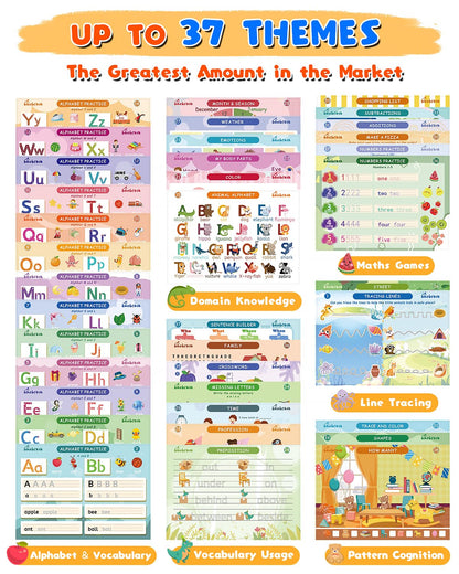 Baobrava Preschool Learning Activities, 37 Themes Tracing Activity Books Ages 3-8, Toddler Handwriting Practice, Letter Tracing, Kindergarten Workbooks, Travel Game for Trip, Christmas Birthday Gifts