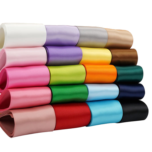 HUIHUANG 2 inch Solid Color Satin Ribbon Assortment Colored Ribbons for Gift Wrapping Double Face Satin Ribbon for Crafts, Bows, 20 Colors with 2 Yards Each, Total 40 Yards Per Package