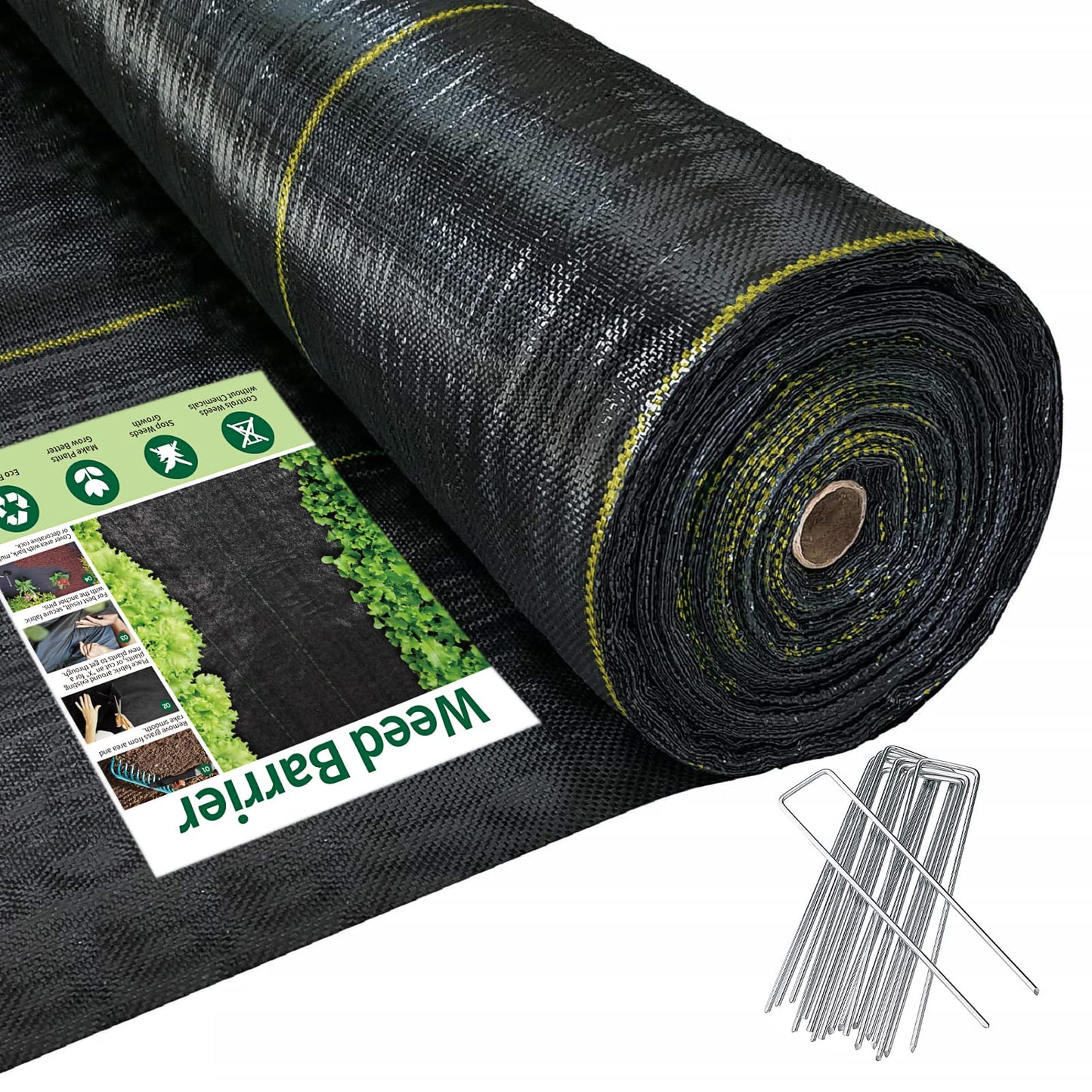 Sunocity 5ft x100ft Black Weed Barrier 3.5oz Landscape Premium Fabric-Heavy Duty Woven Ground Cloth with Superior Permeability Weed Control Convenient Design
