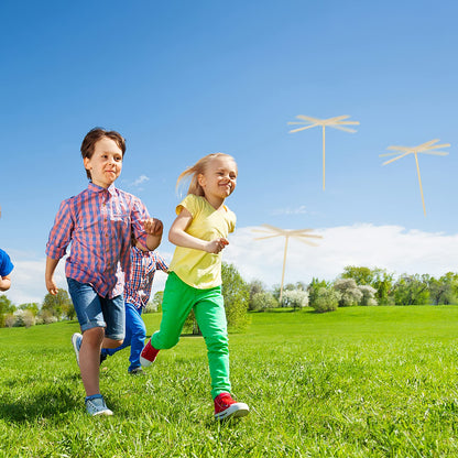 Alipis 10 Pcs Flying Helicopter Toy Wood Dragonfly Hand Rub DIY Propeller for Kids Outdoor Patio Garden Toy