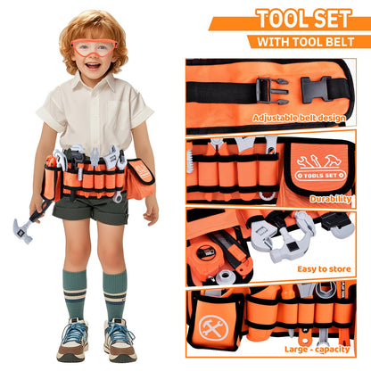 CASRRA Kids Tool Set Toddlers Tool Kit Kid Toddler Tools Belt 3 4 5 Year Old Construction Tools Toys for Boys Birthday Gifts Age 3 4 5