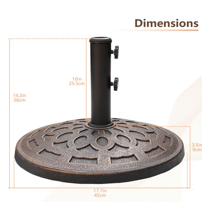 C-Hopetree 42 lb Heavy Duty Round Patio Base Stand for Outdoor Market Table Umbrella, Bronze