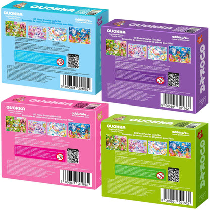 QUOKKA Puzzles for Kids Ages 4-6 - Set of 4x60 Jigsaw Puzzles for Toddlers 3-5 - Unicorn Princess Animals Toys for Children 6-8 yo - Gift Educational Game for Boys & Girls