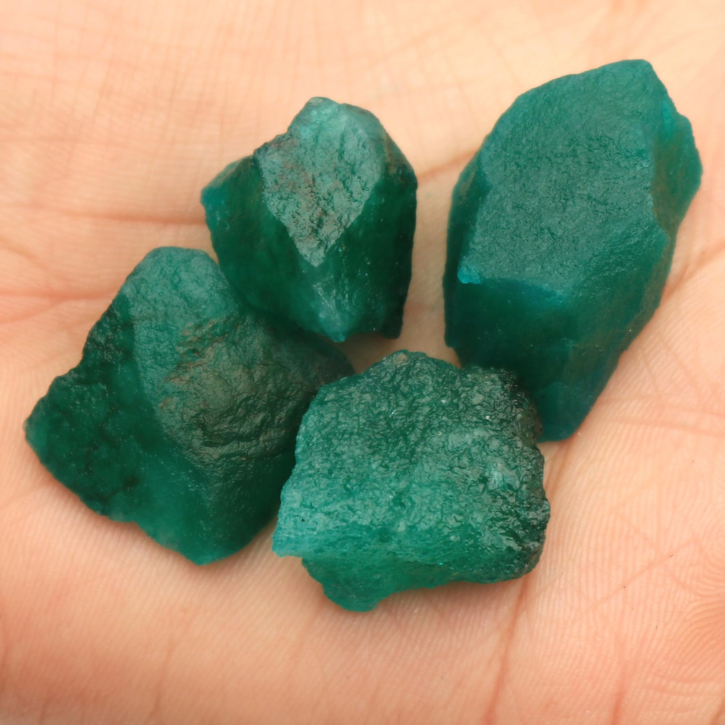 GEMHUB Gemstone For Jewelry 35.00 Ct Natural Rock Rough Raw Green Emerald Loose Gemstone for Jewelry Making Lot of 4 Pcs