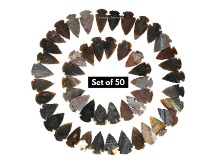 Amazing Gemstone 50 Pieces Fancy Jasper Arrowhead Bulk, Crystal and Healing Stone Flint Rock Arrow Head - 1 to 1.5 Arrowheads for DIY Project Craft Point Jewelry Making