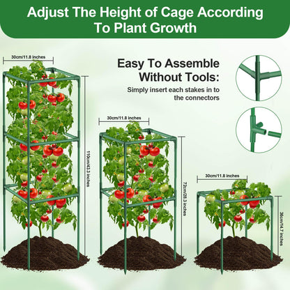 Lezmarket 2 Pack Tomato Cages for Garden, Tomato Trellis for Raised Garden Bed with Plant Clips and Twist Ties for Climbing Plants, 43 inches ﻿ ﻿