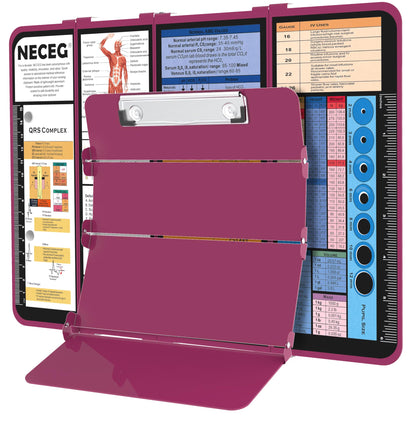 Nursing Clipboard Foldable-4 Layers Aluminum Nurse Foldable Clipboard Nursing Medical Edition Cheat Sheets, Pocket Size Pen Clip for Nurses Students School and Doctors- Wine