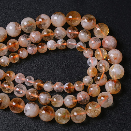 8MM 46PCS Natural Stone Citrine A Grade Quartz Crystal Loose Beads for Jewelry Making DIY Bracelet Necklace 1 Strand 15’’