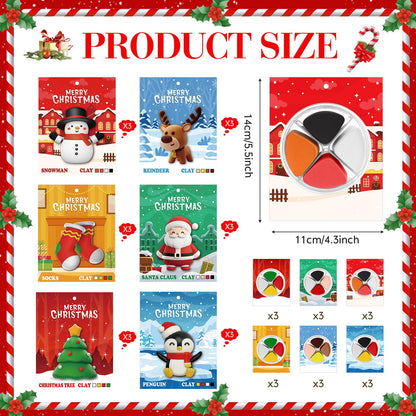Capoda 18 Set Christmas DIY Craft Kit Christmas Air Dry Clay Kit Snowman Santa Claus Making Craft DIY Modeling Clay for Xmas Winter Holiday School Exchange Gifts Party Art Activities Supplies