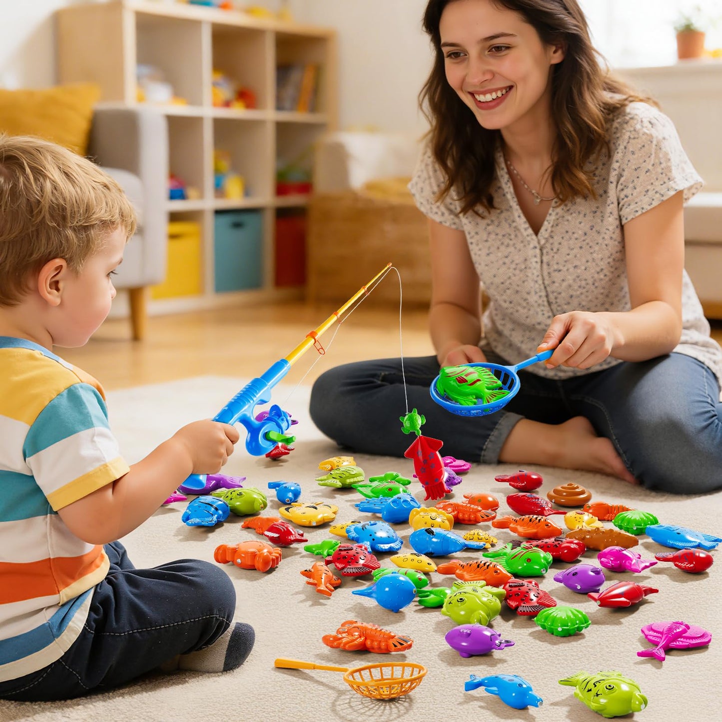 Magnetic Fishing Toy for Kids 3-5, Magnetic Fishing Game for Kids Ages 4-8, Water Table Toys with Fishing Rod Set, Outdoor Plastic Floating Fish, Kids Bath Pool Fishing Water Toys for Baby Boys Girls