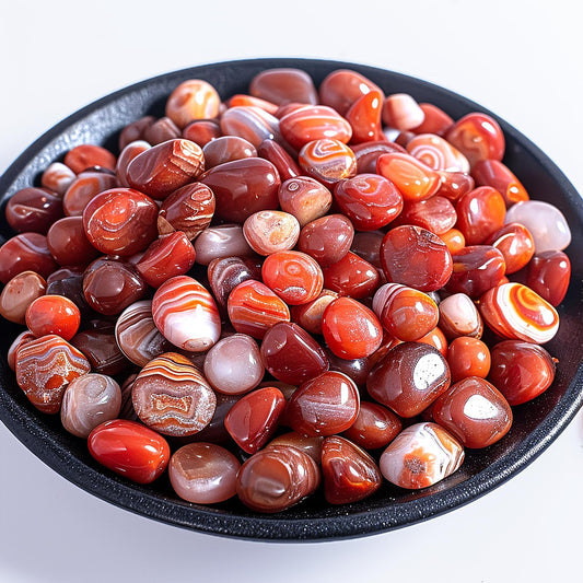 SigMntun Polished Carnelian Crystal Set, 0.4",128 Pcs - Handpicked Tumbled Stones and Crystals Bulk for Healing, Reiki, Meditation, Witchcraft and Home Decor,S-Africa Red Agate