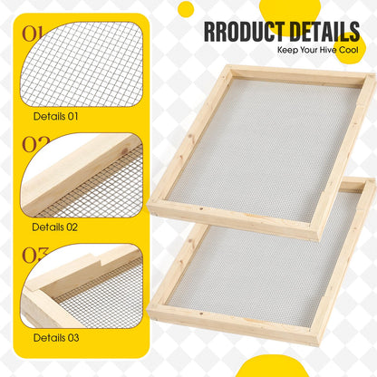 CroBlissful Beehive Inner Cover 10 Frame Ventilated Inner Cover Langstroth Style Beehive Insulation Bee Hive Wooden Vented Beekeeping Tool Supplies Starter for Beginners Beekeepers (4 Pcs)