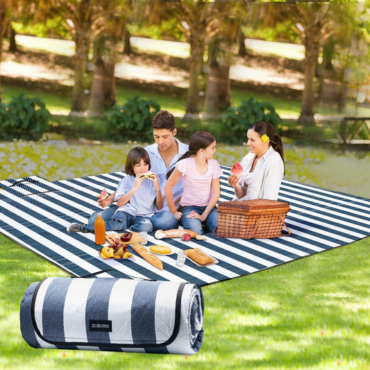 ZUBOND Picnic Blanket 80''x80'', Waterproof Sandproof Beach Outdoor Camping Mat Extra Large Foldable Gingham Big Travel Essential Accessories Gift Park Patio Lawn Garden Grass Ground Music Festival