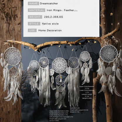Dream Catcher Wall Decor,Large Boho Dream Catcher with Luxurious Feathers & Beads, Handmade Wall Hanging for Bedroom,Living Room, Gift Ready for Girls & Adults (Pink)