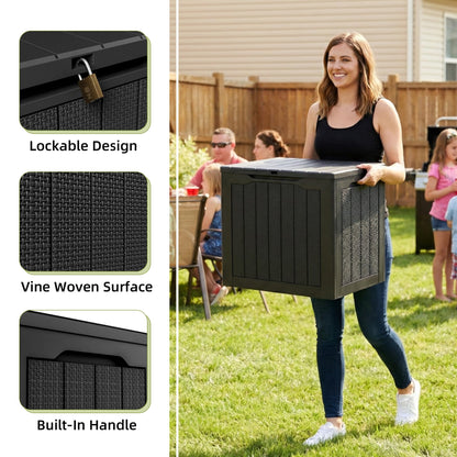 UDPATIO 30 Gallon Deck Box, Outdoor Storage Box Lockable Waterproof Resin, Indoor Outdoor Storage Container for Patio Cushions, Garden Tools, Pool Accessories, Package Delivery Boxes for outside