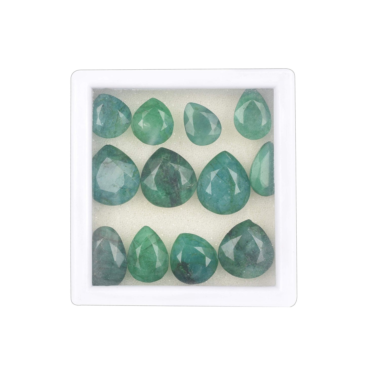 GEMHUB Jewelry Making Gemstone Beads 140.00 Carat. 14 Pcs Natural Green Emerald Gemstone, Pear Cut Emerald Gemstone Lot for Jewelry