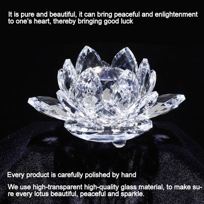 TENGFENG Sparkle Crystal Lotus Flower - 4'' Hue Reflection Clear Crystal Lotus for Feng Shui Home Decor Sun Catcher Ornaments or Paper Weight with Gift Box (100MM) Transparent RED