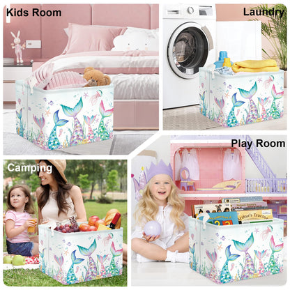 HUUMONSS Fantasy Princess Laundry Hamper Colorful Large Storage Basket Collapsible Parents Organizer Kids Toy Clothes Bins for Bedroom, Bathroom, Mermaid, 36L