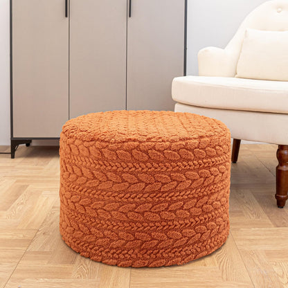 Round Pouf Ottoman 20 x 20 x 14 Inches Boho Poof Home Decor Floor Pouffe Ottoman Foot Rest for Couch Sofa Bean Bag Chairs Living Room Bedroom (Burnt Orange)
