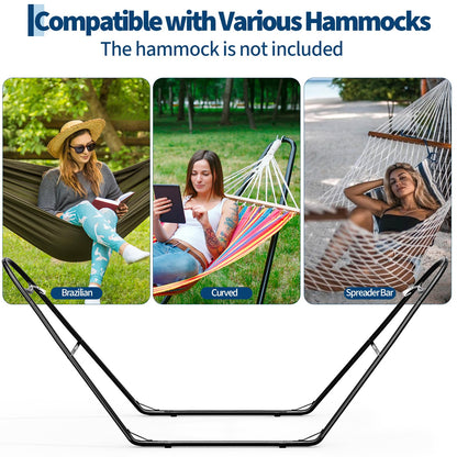 Garvee Universal Double Hammock Stand, 550-Pound Capacity, Heavy-Duty Hammock Stand for Outside, Fits 9 to 14 Foot Hammocks, Black