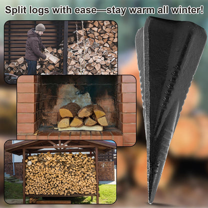 Otoolling 2 Pcs 4 Lbs Wood Splitting Wedges Manual Log Splitter Wedge 4-Direction Diamond Design Forged Steel Tool for Easy Wood Splitting Splits Firewood into 4 Pieces Less Effort (Black)