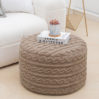 Asuprui Round Pouf Ottoman Stuffed Foot Stool Floor Pouf Chair for Living Room Bedroom Filled One Piece High Resiliency Foam Boho Poof Foot Rest for Couch 20 Diameter x 12 Height Coffee with Filler
