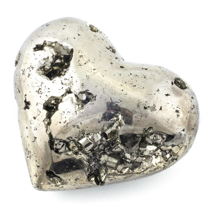 KALIFANO Pyrite Heart Cluster - High Energy Iron Piedra Pirita with Healing Properties (Information Card) Fools Gold Rock Reiki Crystal Carving Used for Increased Willpower and Manifestation