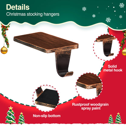 Loncaster Christmas Stocking Holders for Mantle, Set of 8 Heavy Duty Stocking Holder for Mantle, Xmas Weighted Hangers for Party Decor, Space-Saving Decoration for Fireplace Toppers (Bronze, 8 Pack)