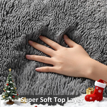 Ophanie Area Rugs for Bedroom Living Room, Grey Fluffy Fuzzy Shag Shaggy Soft Plush Carpet, 4x6 Indoor Floor Gray Rug for Kids Home Dorm Decor Aesthetic