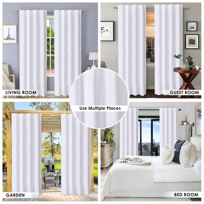 HOMIDATE White Cotton Curtains Set of 2-50x63 Inch Long Cotton Drapes, Textured Window Curtains for Bedroom, Living Room, Kitchen - Soft & Lightweight White Curtain Panels