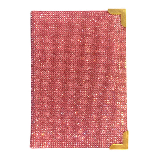 Bling Passport Holder, Diamond Passport Cover, Travel Documents Organizer Protector, Rhinestone Wallet, Luggage Tag, Vacation Essential, Gift for Women and Men (Pink/Gold Edge)