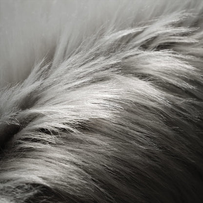 SERISSA Soft Fluffy Rug Grey Faux Sheepskin Fur Rug Shaggy Area Rug for Bedroom Floor Living Room 3x5 Feet