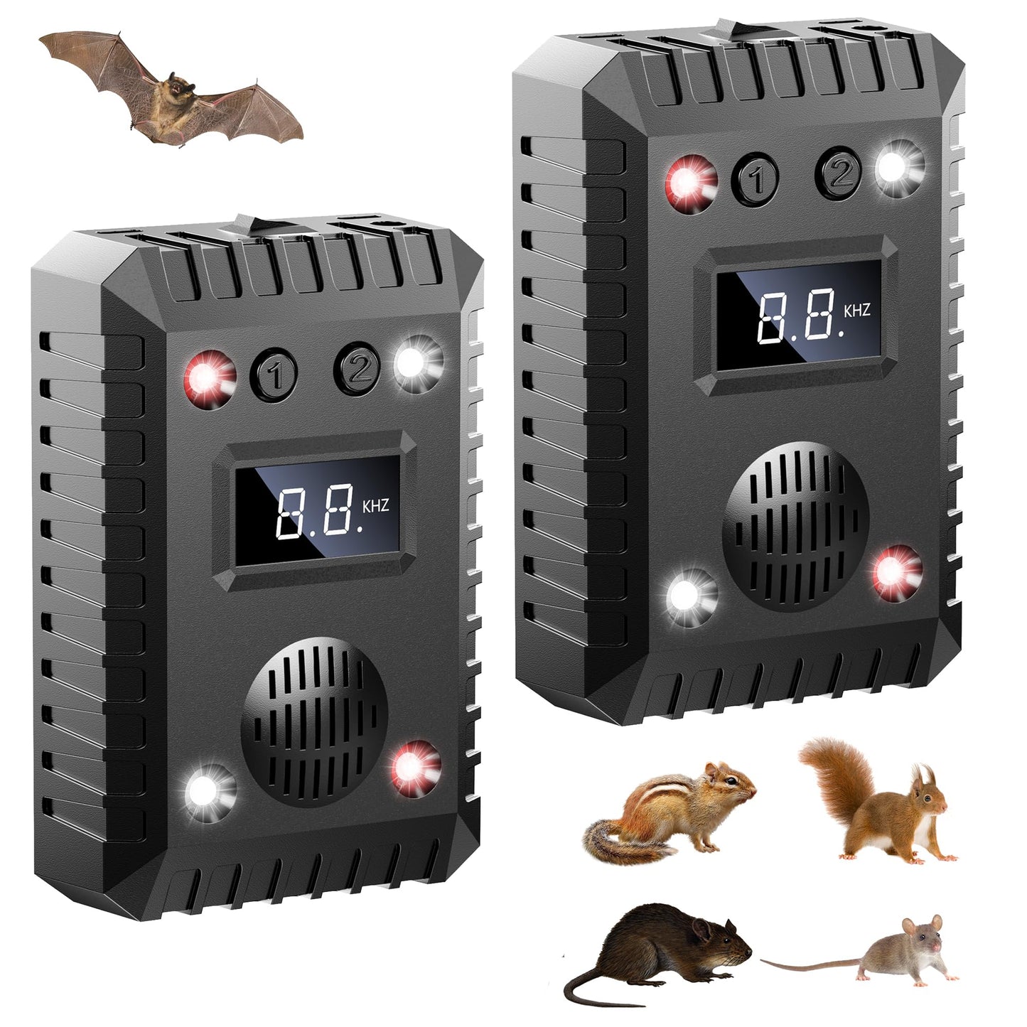 Ultrasonic Car Rodent Repellent, Car Mouse Repellent Plug in Battery Operated, Ultrasonic Rodent Repellent for Car Engine, Effective Mouse Deterrent Keeps Rats and Mouse Traps for Car,Attic,Barn 2 PCS