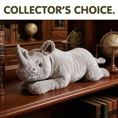Frankiezhou Home Rhino Plush, Realistic Sleeping Stuffed Animal 19in, Lifelike Standing Rhinoceros Weigted Toys, Simulation Soft Crawling Zoo Unique Plushie Toys Model Dolls for Kids, White