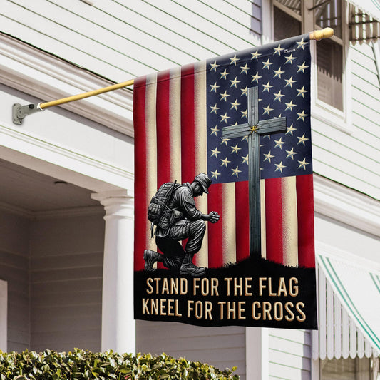 FLAGWIX Outdoor Army Veteran Flag - Stand For The Flag Kneel For The Cross House Flags for Outside 29.5" x 39.5" - 4th of July Memorial Day Decorations for Home Garden Decor