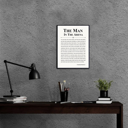 Howwii Inspirational Wall Art Office Decor The Man in the Arena Motivational Positive Quote Canvas Print Gift for Men&Women Framed Canvas Wall Decor 12”x16”