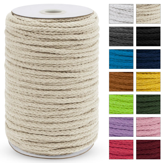 JeogYong Braided Macrame Cord 5mm x 295ft, Natural 8-Strand Braided Cotton Rope, Colored Drawstring Cord Craft Rope for Plant Hangers, Wall Hanging, Dream Catcher, Garden, DIY Projects