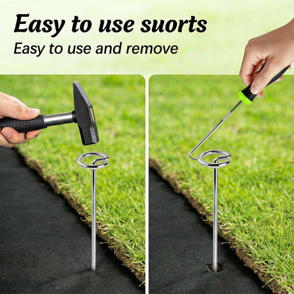 120Pcs Landscape Fabric Pins, Weed Barrier Stakes with 60Pcs Gaskets, 1Pcs Pick Hook, 6 Inch Landscape Stakes for Plant Cover, Tent, Weed Barrier Fabric, Turf and Outdoor Decoration