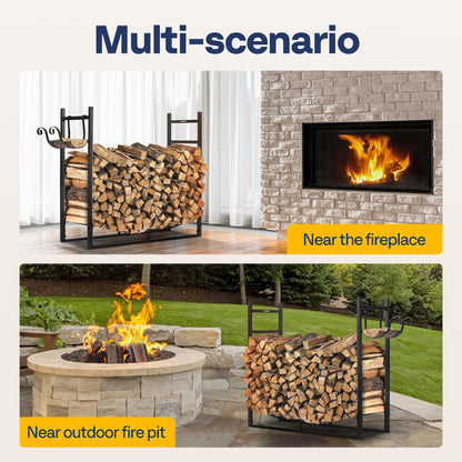 VIVOHOME 3ft Heavy Duty Indoor Outdoor Firewood Storage Log Rack with Kindling Holder