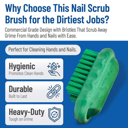 SPARTA 5 Inch Hand and Nail Brush with Stiff Center Bristles, Soft Outer Bristles, Larger Polypropylene Body, Color Coded Scrub Brush for Commercial Foodservice Use, Green