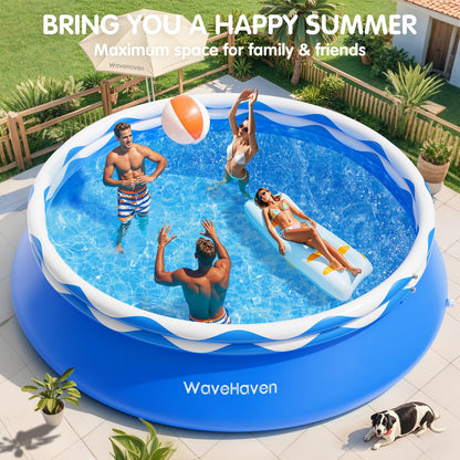 Easy Set Pool with Pool Lights, Upgraded Above Ground Pool,Large Inflatable Swimming Pool for Adults Round Pool,Quick Set Inflatable Top Rings Above Ground Swimming Pool 8ftx30in