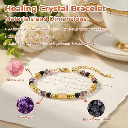 QINJIEJIE Anxiety Relief Bracelet for Women Stress Relief Gifts Healing Crystals Kalm Menopause Bracelets Depression Amethyst Crystal Anti Anxiety Panic Attack Relief Jewelry Crystal Bracelet