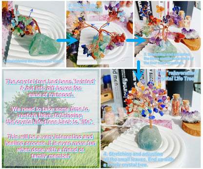 QINJIEJIE Fluorite Crystal Tree Healing Crystals Gemstone Tree Natural Stone Base Copper Wire Life Tree Money Tree Energy Desk Decor Spiritual Gifts Meditation