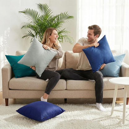 Coddsmz 6 Pack Decorative 100% Cotton Pillow Covers Square Cushion Cover Solid DIY Throw Pillowcase for Home Bed Sofa Halloween Christmas,Teal,6 Pack-18" x 18"/45x45cm